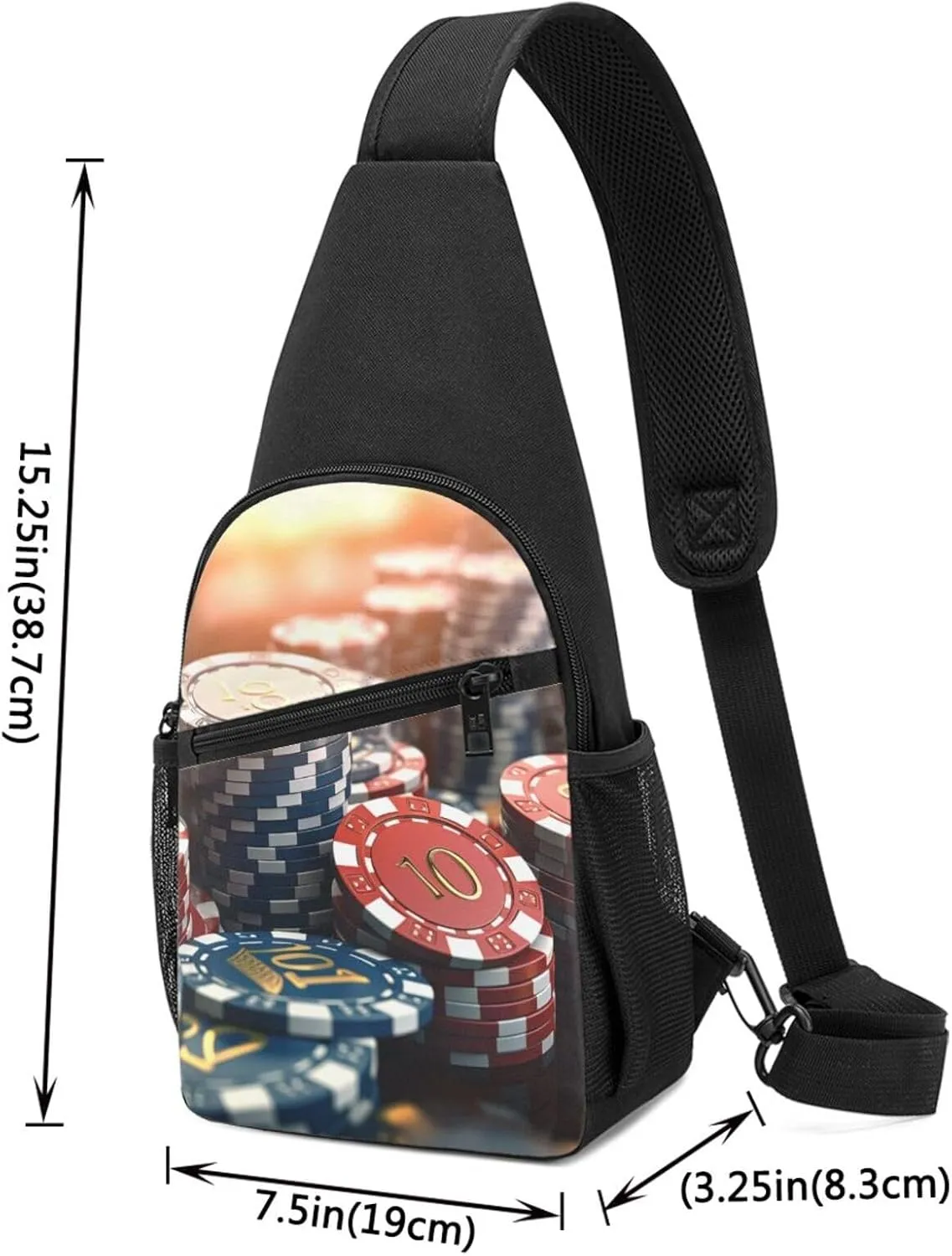 Crossbody Sling Backpack Sling Bag for Men Women Cross Chest Bag Shoulder Bag Casino Chips Travel Hiking Daypack