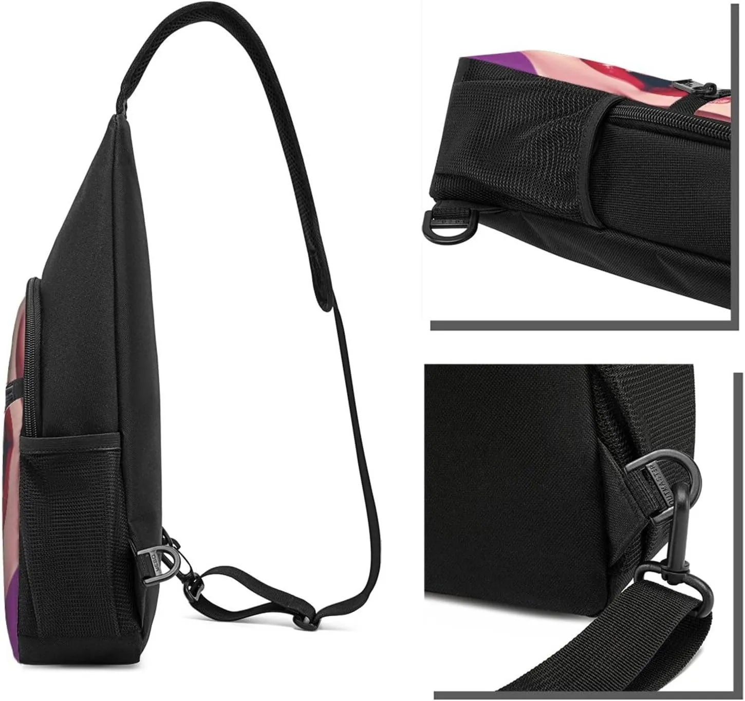Crossbody Sling Backpack Sling Bag for Men Women Cross Chest Bag Shoulder Bag Comic Mouth Travel Hiking Daypack