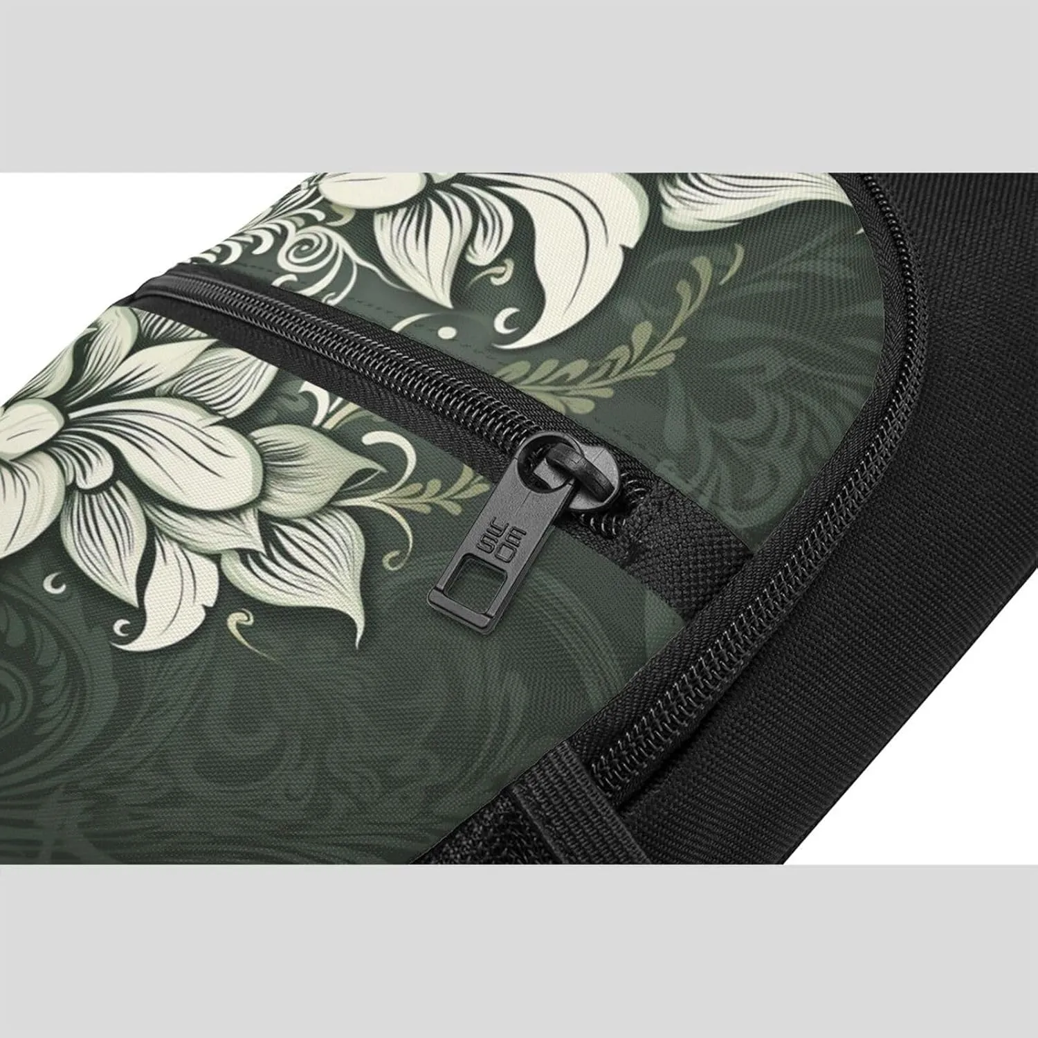 Crossbody Sling Backpack Sling Bag for Men Women Cross Chest Bag Shoulder Bag Dark green and white pattern Travel Hiking Daypack