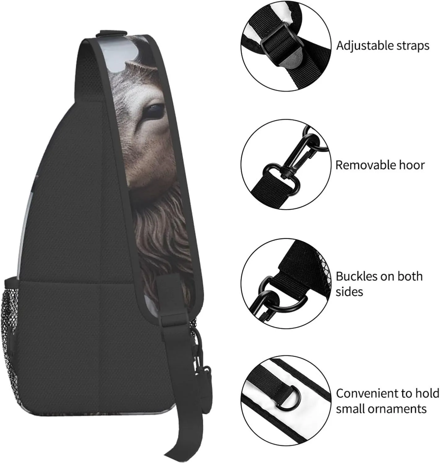 Crossbody Sling Backpack Sling Bag For Men Women Cross Chest Bag Shoulder Bag Deer Head In The Snow Travel Hiking Daypack