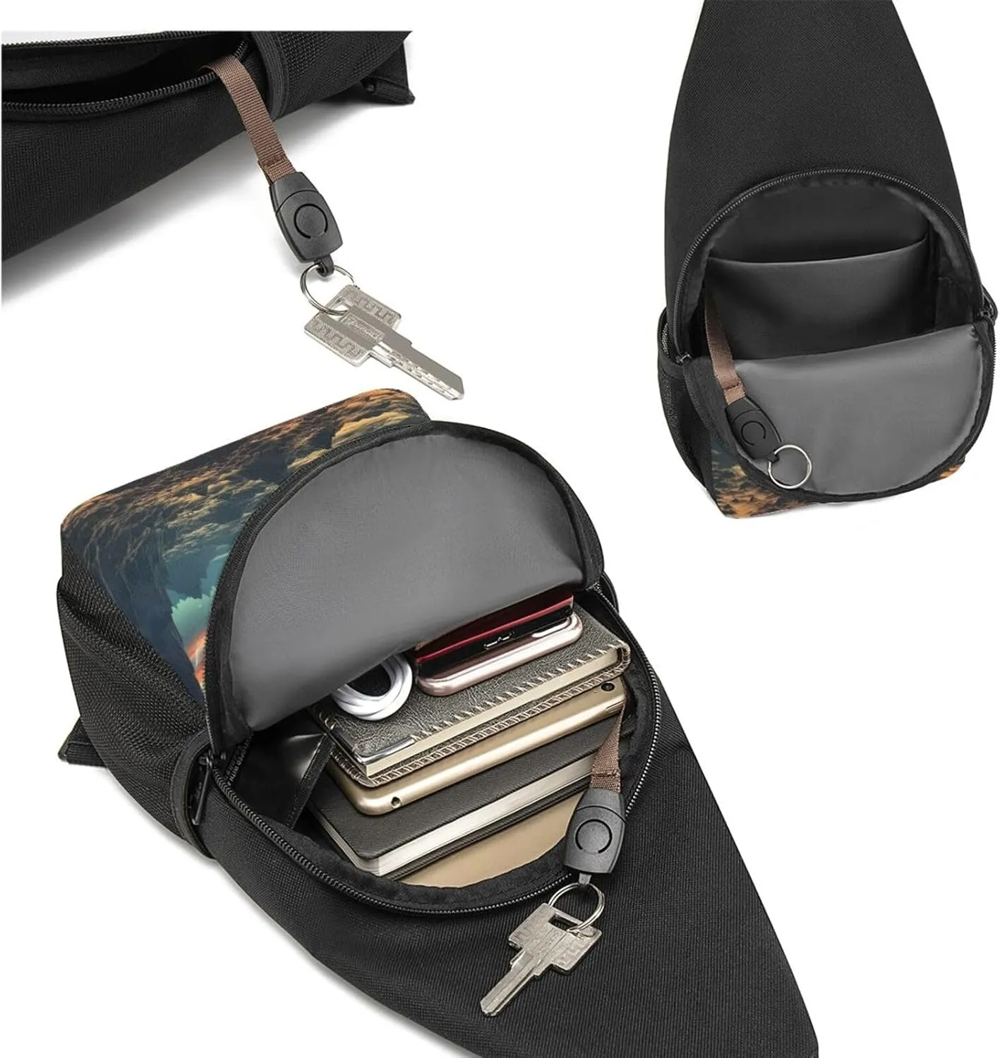 Crossbody Sling Backpack Sling Bag for Men Women Cross Chest Bag Shoulder Bag Dream Space Sky Star Travel Hiking Daypack