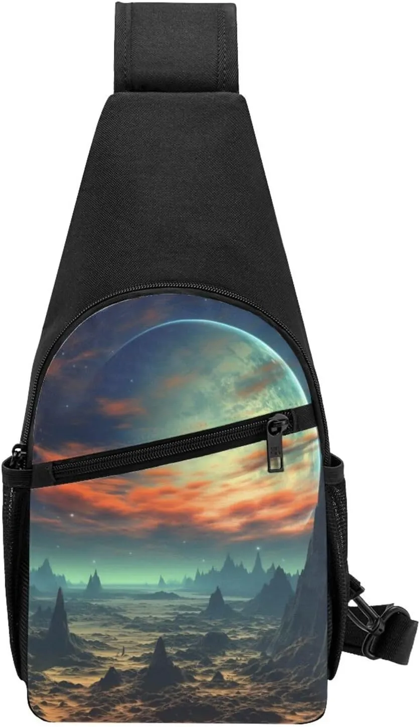 Crossbody Sling Backpack Sling Bag for Men Women Cross Chest Bag Shoulder Bag Dream Space Sky Star Travel Hiking Daypack