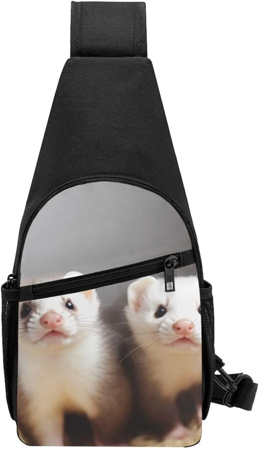 Crossbody Sling Backpack Sling Bag for Men Women Cross Chest Bag Shoulder Bag Ferrets Travel Hiking Daypack