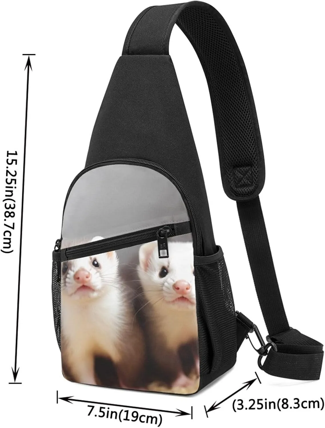 Crossbody Sling Backpack Sling Bag for Men Women Cross Chest Bag Shoulder Bag Ferrets Travel Hiking Daypack