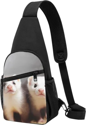 Crossbody Sling Backpack Sling Bag for Men Women Cross Chest Bag Shoulder Bag Ferrets Travel Hiking Daypack