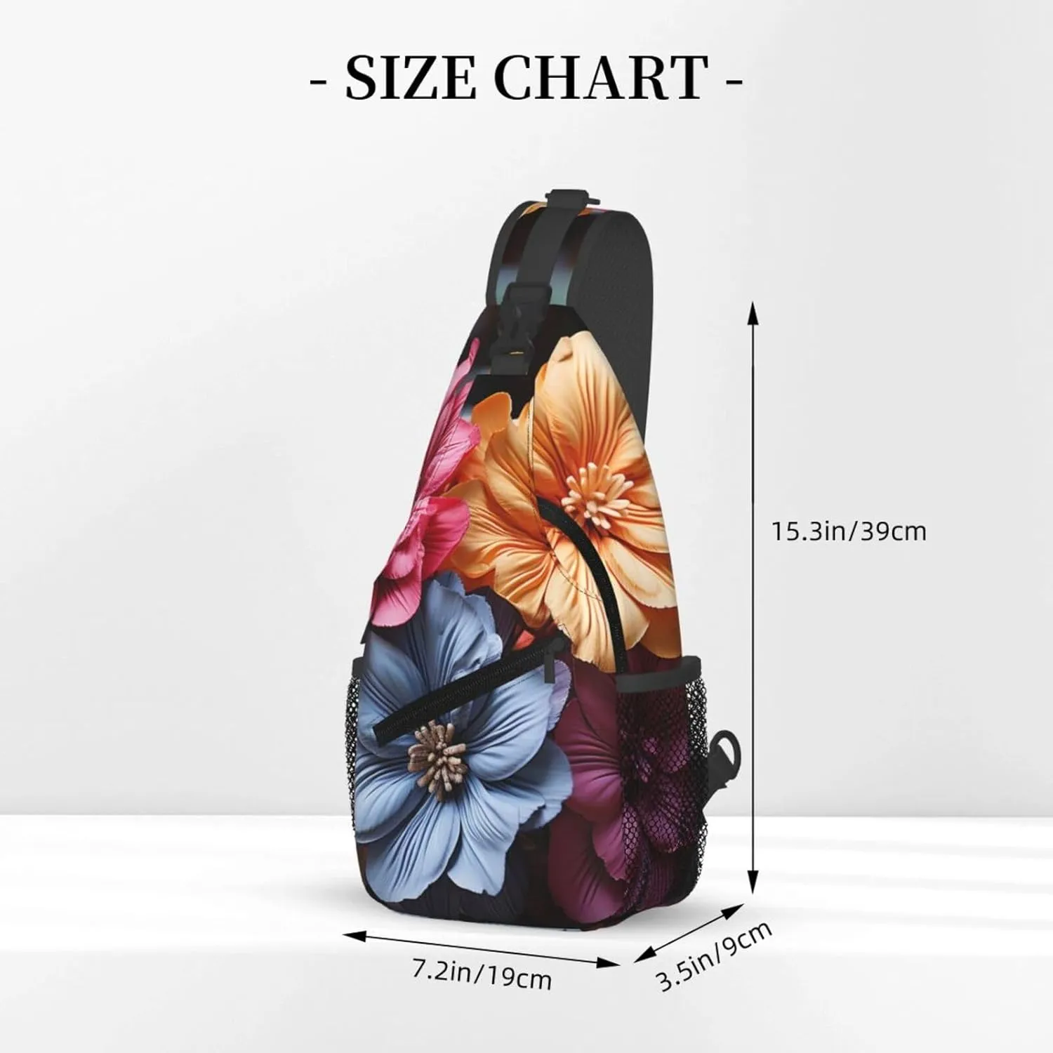 Crossbody Sling Backpack Sling Bag For Men Women Cross Chest Bag Shoulder Bag Flowers On Wooden Board Travel Hiking Daypack