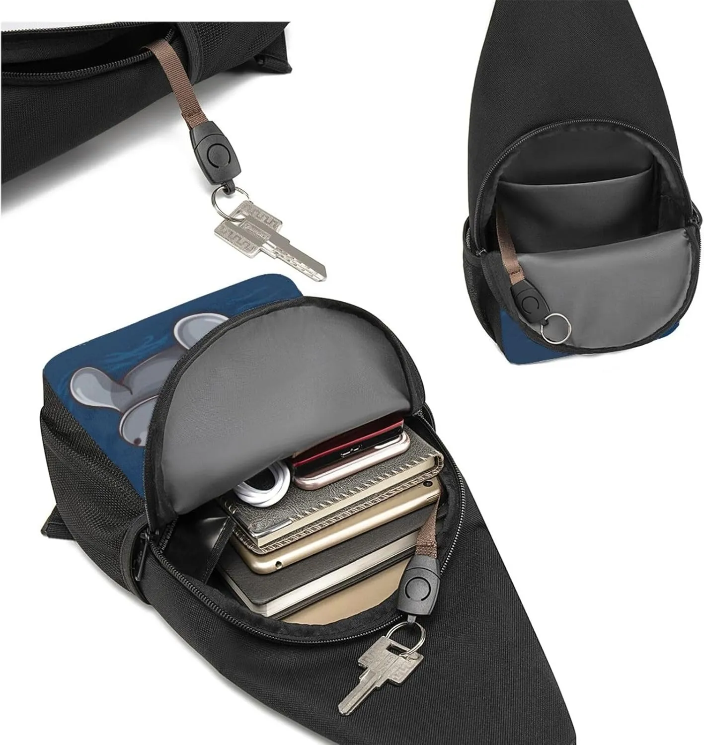 Crossbody Sling Backpack Sling Bag for Men Women Cross Chest Bag Shoulder Bag Manatee Travel Hiking Daypack