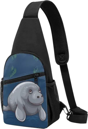 Crossbody Sling Backpack Sling Bag for Men Women Cross Chest Bag Shoulder Bag Manatee Travel Hiking Daypack