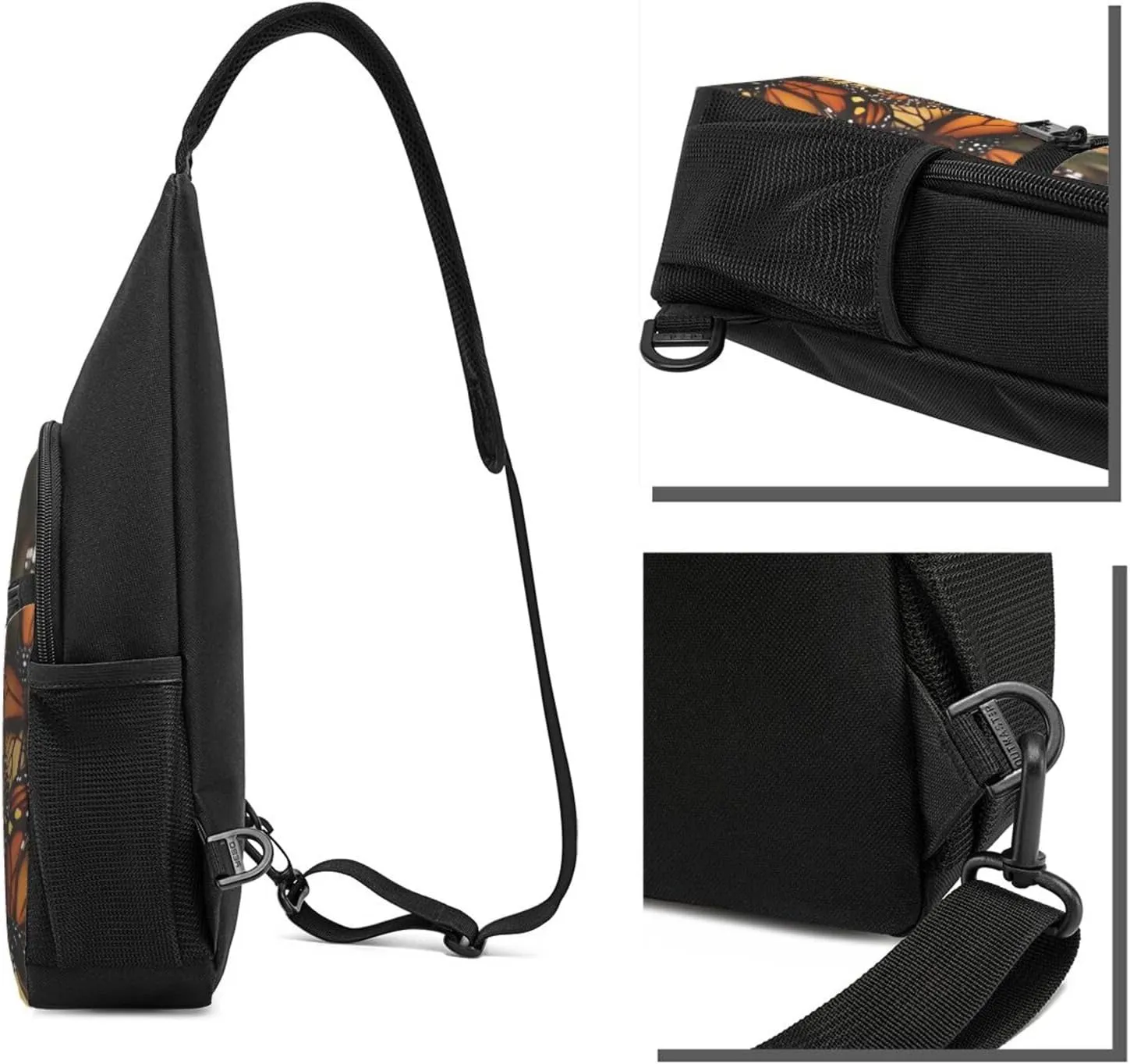 Crossbody Sling Backpack Sling Bag for Men Women Cross Chest Bag Shoulder Bag Monarch Butterflies Travel Hiking Daypack