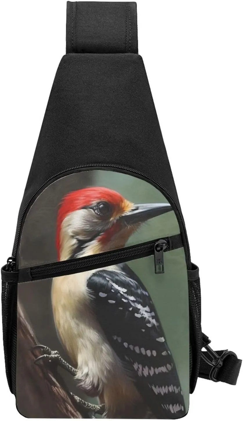 Crossbody Sling Backpack Sling Bag for Men Women Cross Chest Bag Shoulder Bag Woodpecker Travel Hiking Daypack