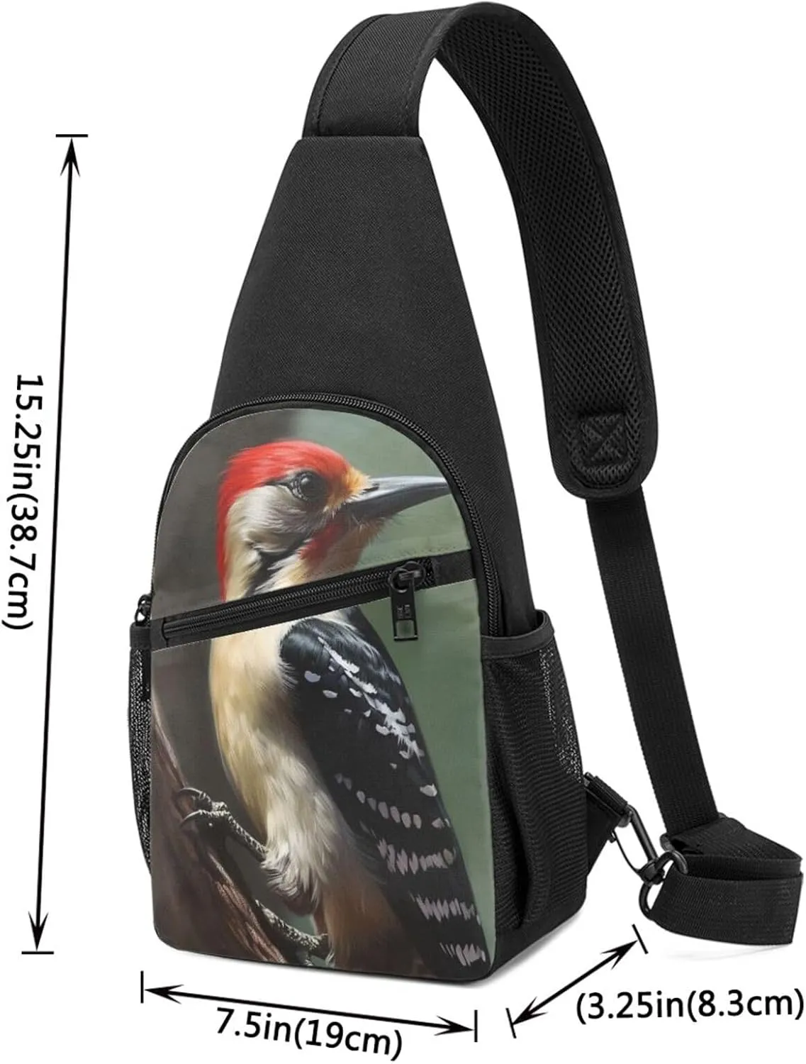 Crossbody Sling Backpack Sling Bag for Men Women Cross Chest Bag Shoulder Bag Woodpecker Travel Hiking Daypack