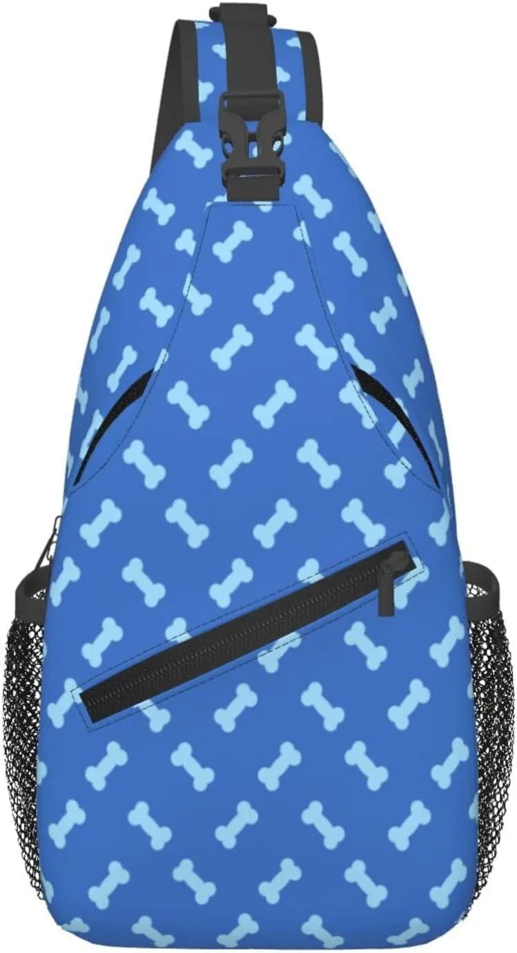 Crossbody Sling Bag for Men Women, Bones Blue Sling Backpack Shoulder Chest Bag, Anti Theft Travel Hiking Daypacks