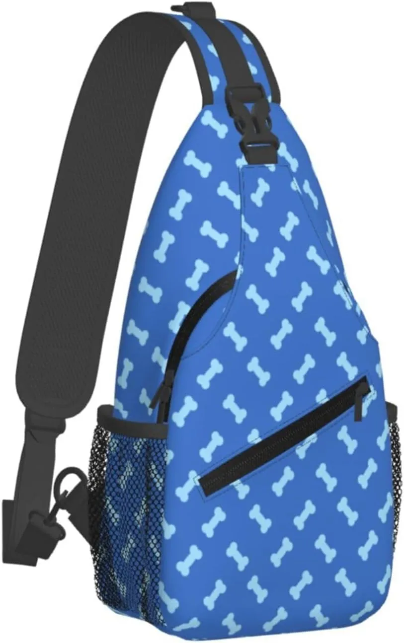 Crossbody Sling Bag for Men Women, Bones Blue Sling Backpack Shoulder Chest Bag, Anti Theft Travel Hiking Daypacks