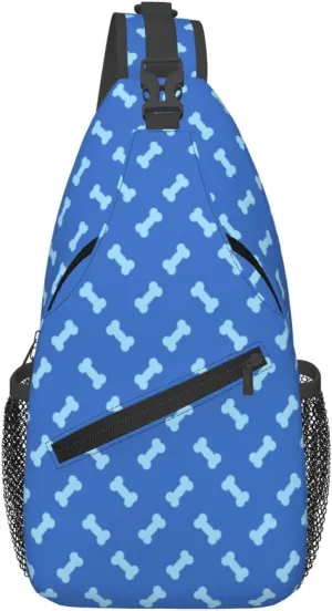 Crossbody Sling Bag for Men Women, Bones Blue Sling Backpack Shoulder Chest Bag, Anti Theft Travel Hiking Daypacks