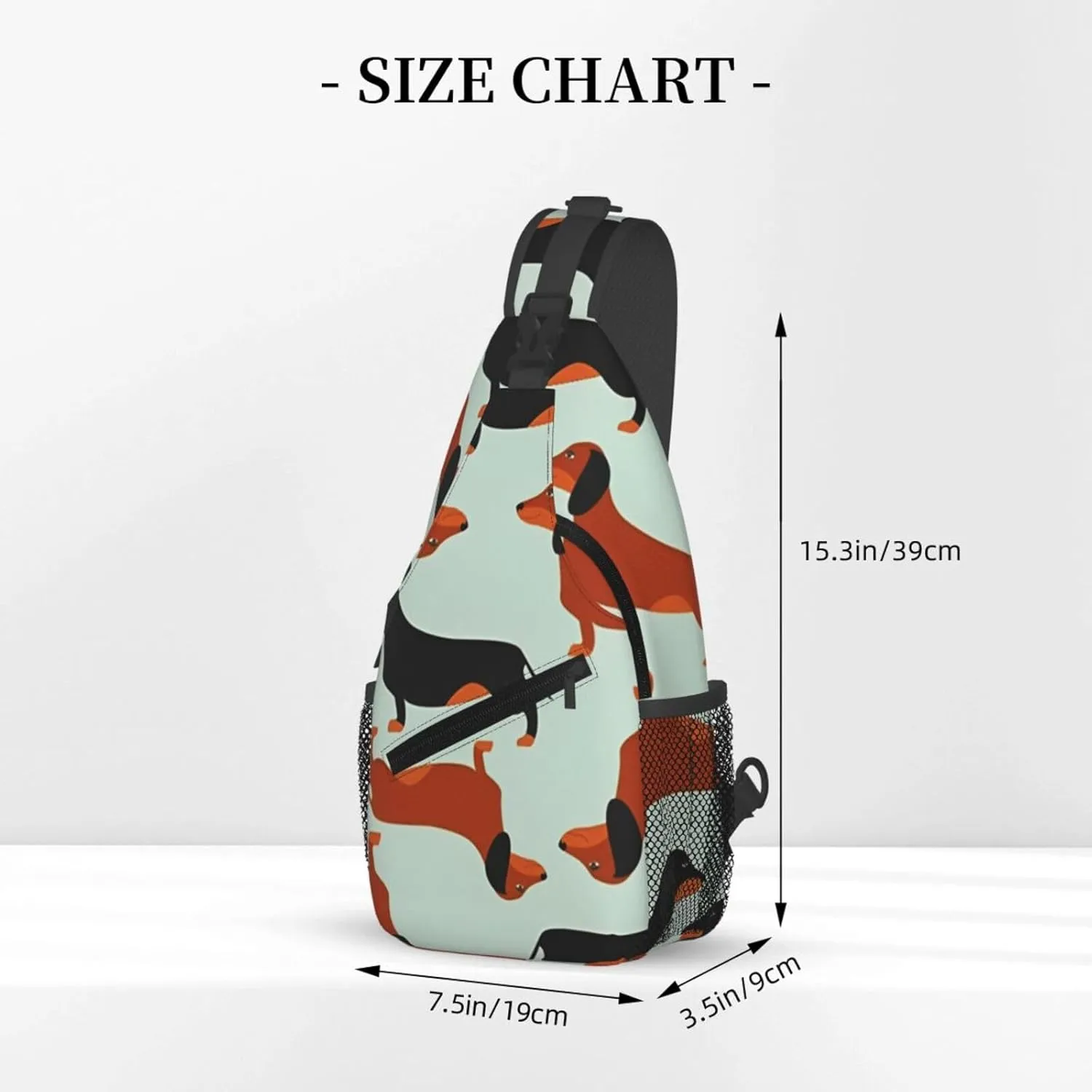 Crossbody Sling Bag for Men Women, Dachshund Cute Dog Pattern Sling Backpack Shoulder Chest Bag, Anti Theft Travel Hiking Daypacks