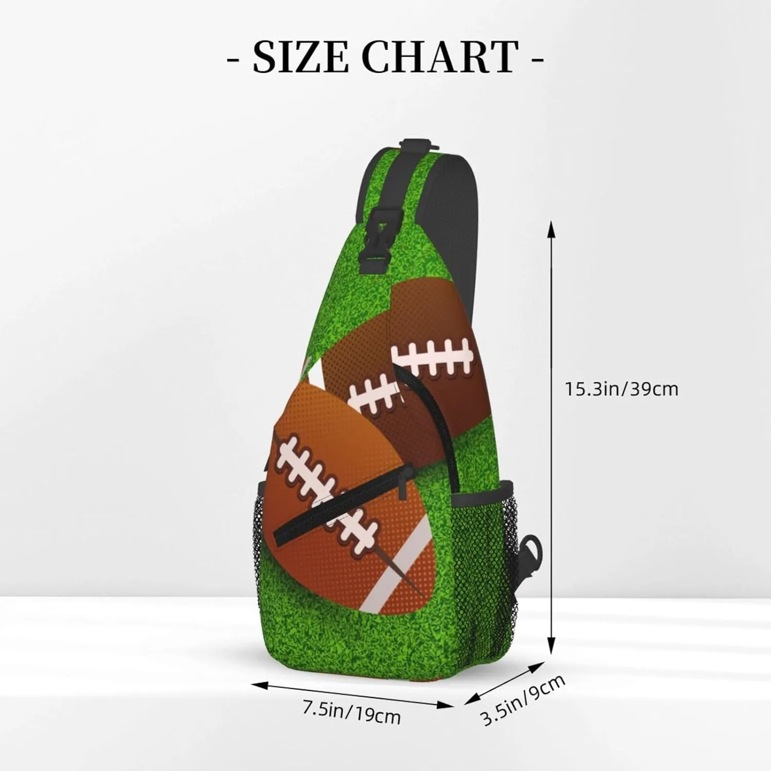 Crossbody Sling Bag for Men Women, Rugby Ball Field Sling Backpack Shoulder Chest Bag, Anti Theft Travel Hiking Daypacks