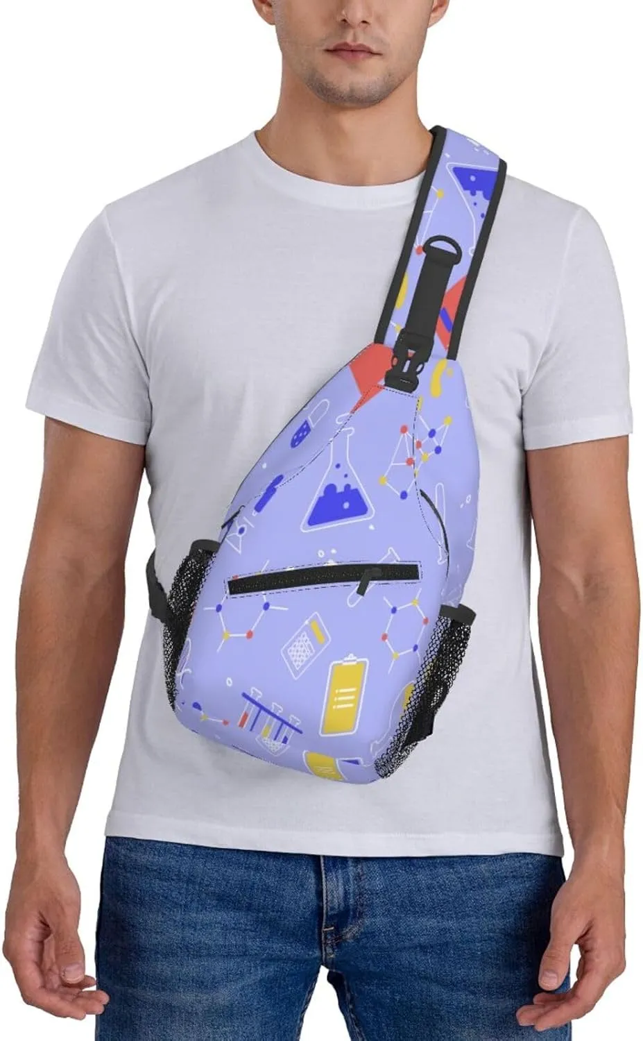 Crossbody Sling Bag for Men Women, Science Education Sling Backpack Shoulder Chest Bag, Anti Theft Travel Hiking Daypacks