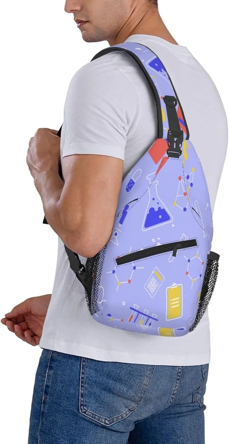 Crossbody Sling Bag for Men Women, Science Education Sling Backpack Shoulder Chest Bag, Anti Theft Travel Hiking Daypacks