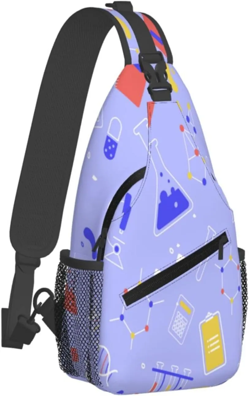 Crossbody Sling Bag for Men Women, Science Education Sling Backpack Shoulder Chest Bag, Anti Theft Travel Hiking Daypacks