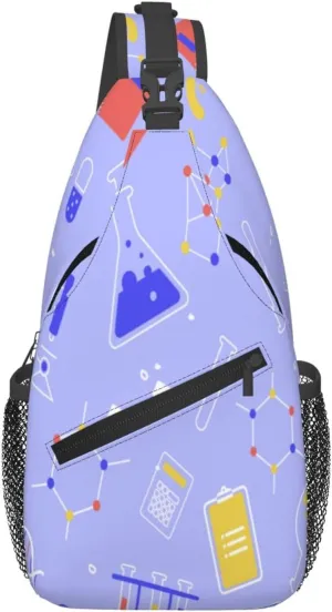 Crossbody Sling Bag for Men Women, Science Education Sling Backpack Shoulder Chest Bag, Anti Theft Travel Hiking Daypacks