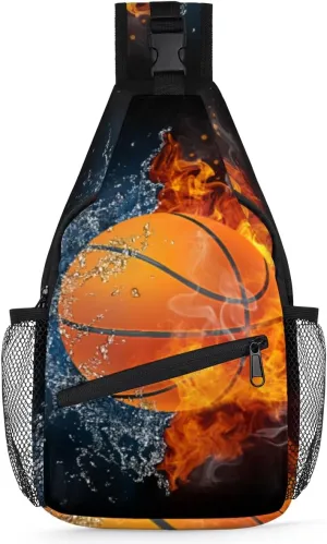 Crossbody Sling Bag for Women & Men, Water Fire Basketball Cross Body Bag,Fanny Pack Crossbody Small Sling Bag Shoulder Casual Daypack Backpacks for Traveling Hiking()