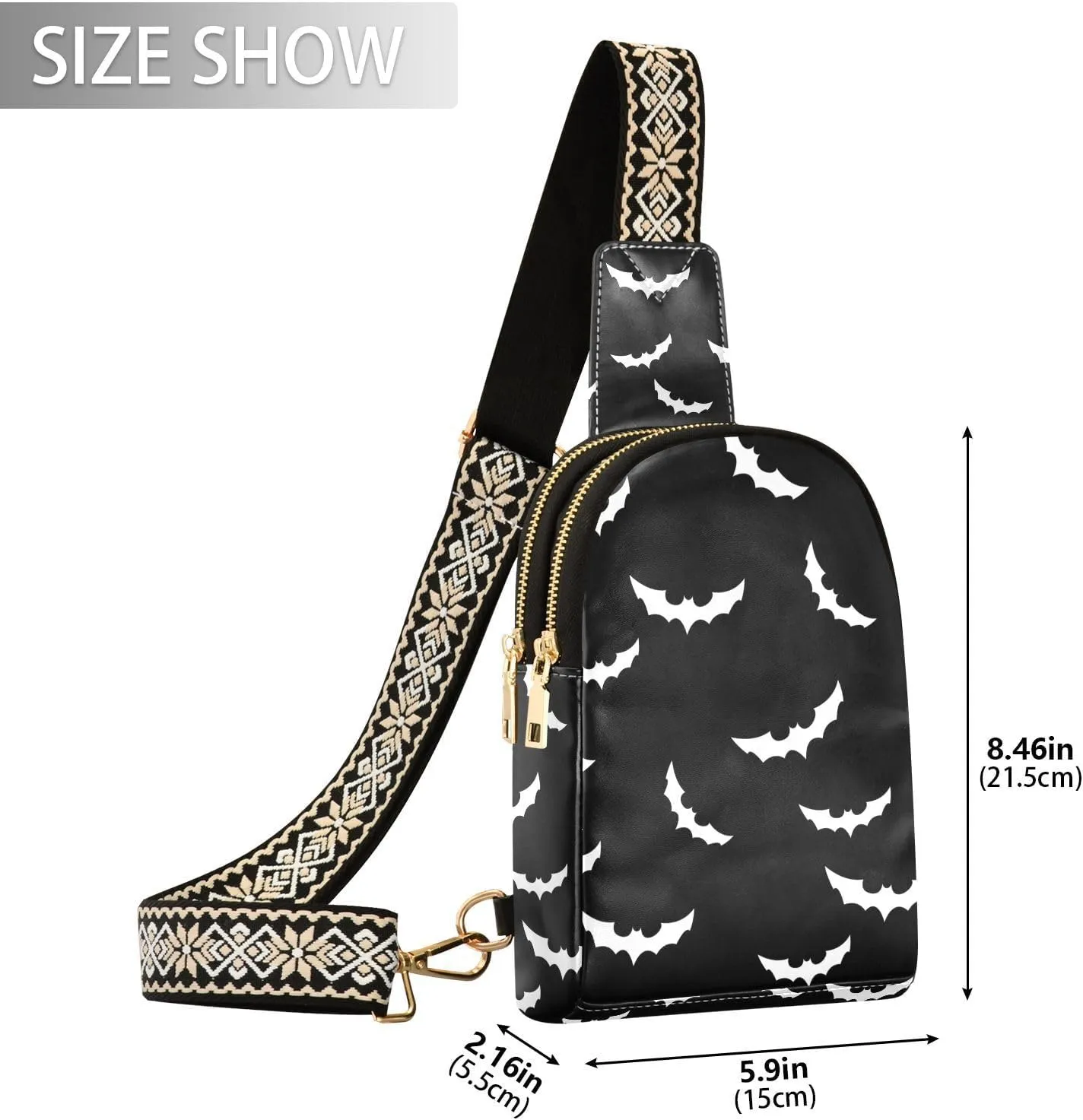 Crossbody Sling Bag for Women Leather Shoulder Chest Bag Small Fanny Pack for Hiking Travel