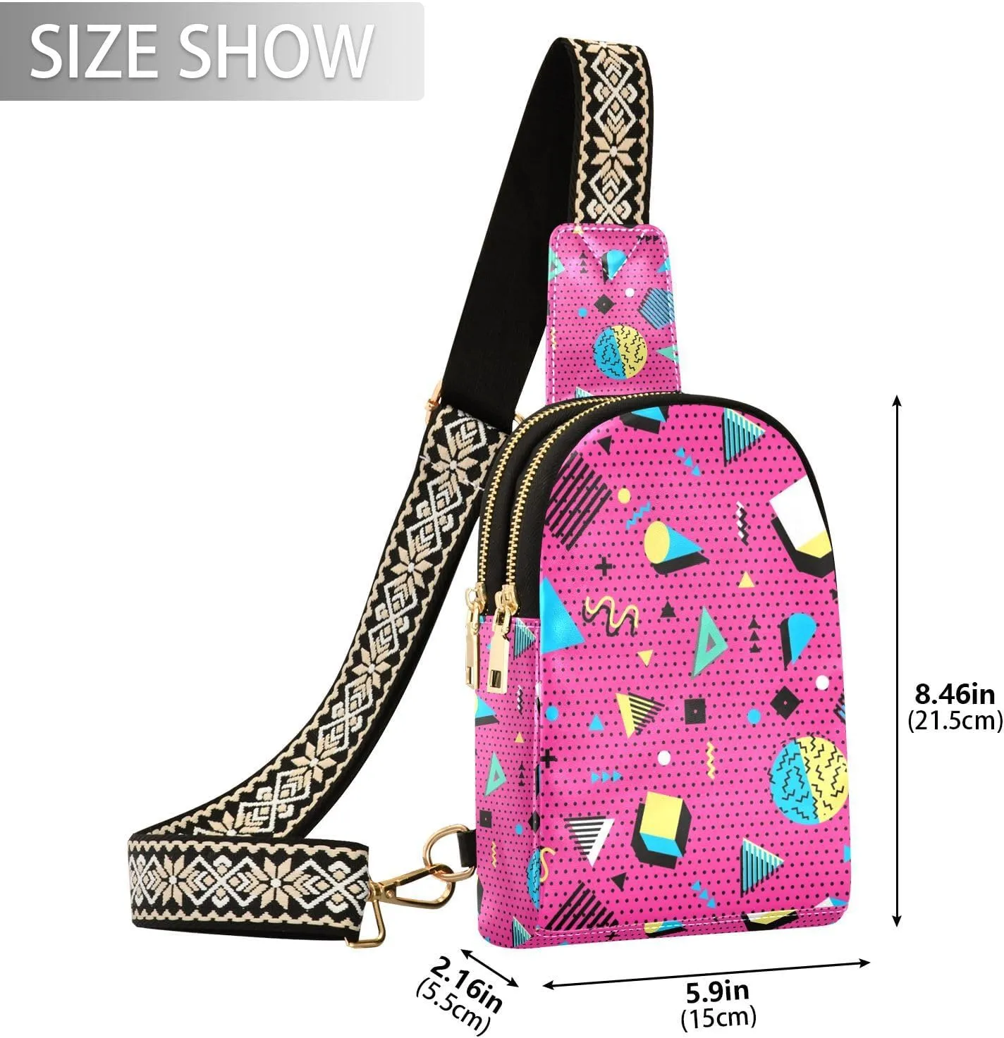 Crossbody Sling Bag for Women Leather Shoulder Chest Bag Small Fanny Pack for Hiking Travel