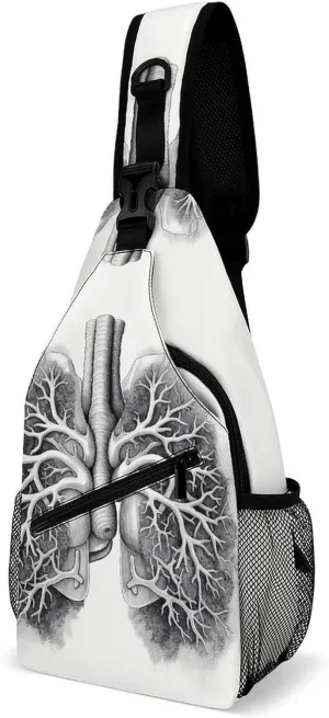 Crossbody Sling Bag Lungs Vector Image Sling Backpack Shoulder Chest Bag Casual Chest Bag with Adjustable Shoulder Strap Fanny Packs for Outdoors Hiking Traveling