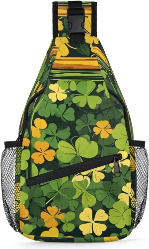 Crossbody Sling Bags for Women Men Green St. Patrick's Day Glass Jar Fanny Pack Shoulder Bag Waterproof Anti Theft Chest Bag Running Hiking Athletic Trainer Travel Outdoor Casual Crossbody Bags