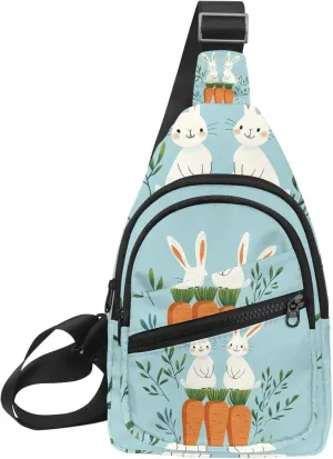 Crossbody Small Sling Bag Backpack for Women Men, Holy Easter Bunny Easter Eggs Chest Daypack Crossbody Travel Sports Hiking