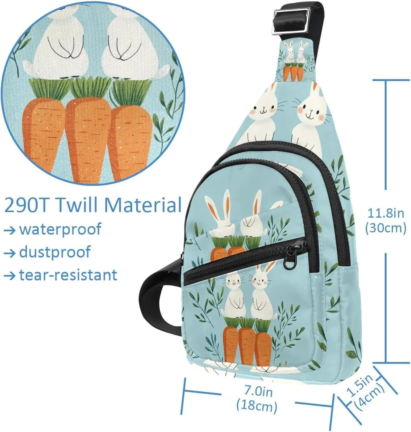 Crossbody Small Sling Bag Backpack for Women Men, Holy Easter Bunny Easter Eggs Chest Daypack Crossbody Travel Sports Hiking