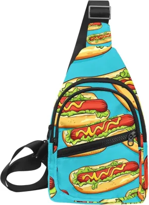 Crossbody Small Sling Bag Backpack for Women Men, hot dog (3) Chest Daypack Crossbody Travel Sports Hiking