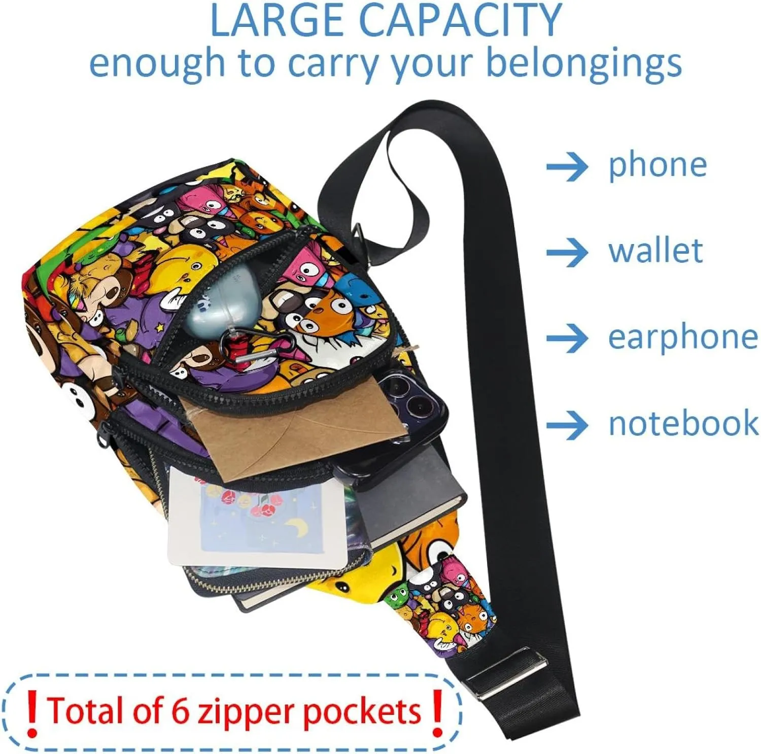 Crossbody Small Sling Bag Backpack for Women Men, unny animals Happy Birthday (3) Chest Daypack Crossbody Travel Sports Hiking