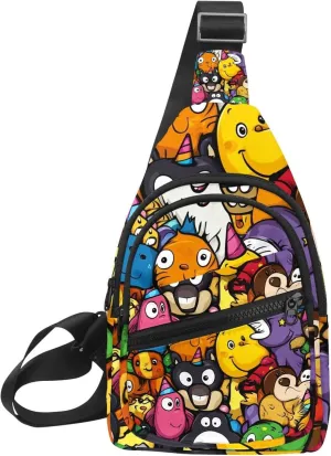 Crossbody Small Sling Bag Backpack for Women Men, unny animals Happy Birthday (3) Chest Daypack Crossbody Travel Sports Hiking