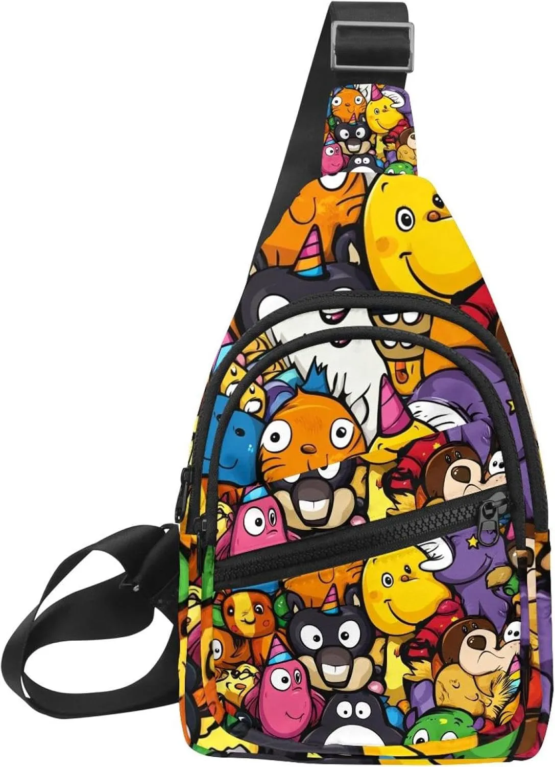 Crossbody Small Sling Bag Backpack for Women Men, unny animals Happy Birthday (3) Chest Daypack Crossbody Travel Sports Hiking
