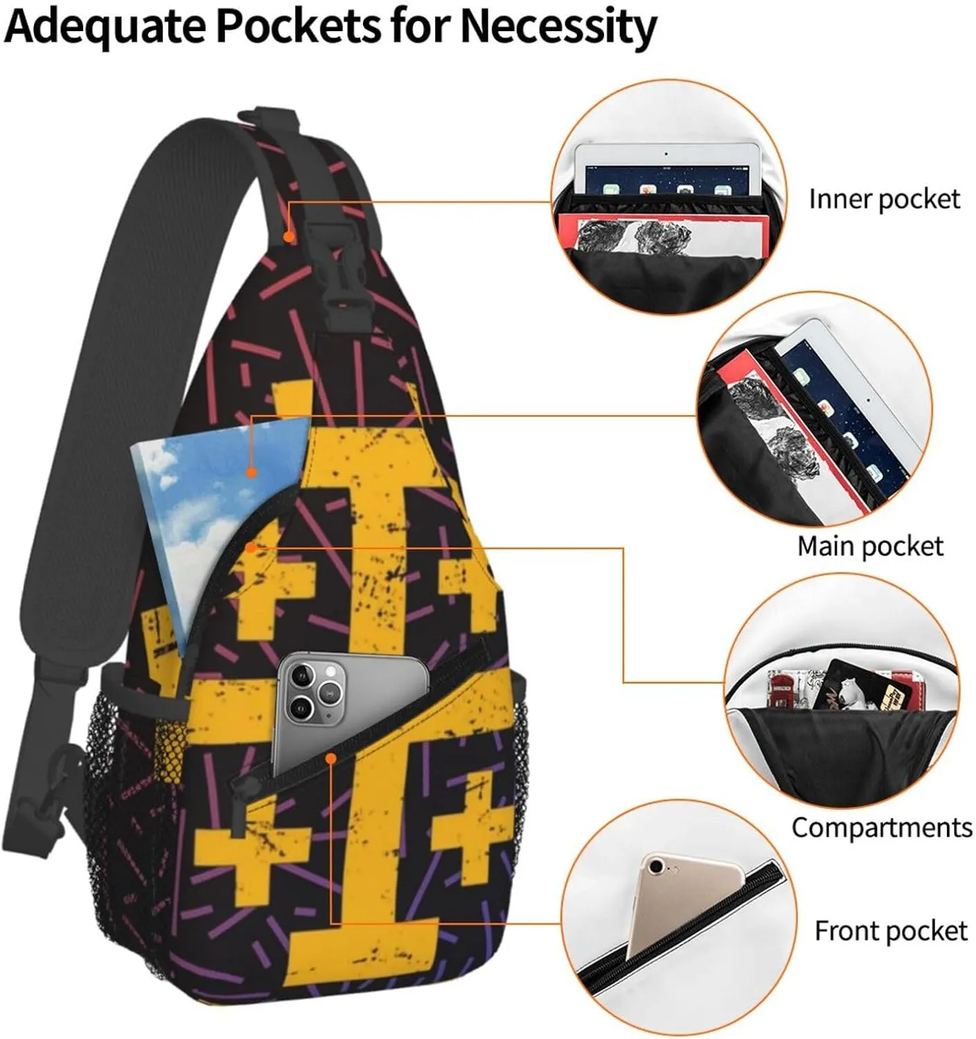 Crusader Cross Of Jerusalem Small Crossbody Backpack Sling Bag For Men Women Mini One Shoulder Chest Bags Gym Sport Travel Hiking Daypack