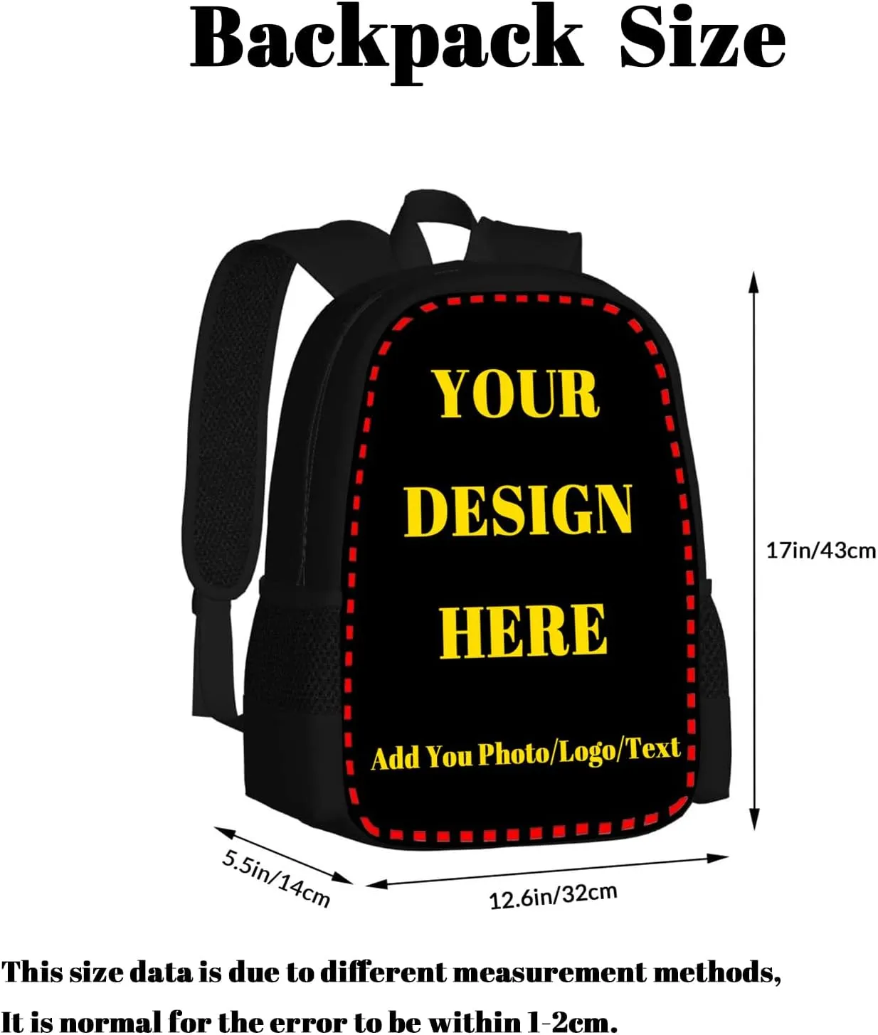 Custom Backpack 3Pcs Set, Personalized Backpacks/Lunch Bag/Pencil Case, Add Your Own Picture Text Customize Casual Large Capacity with Compartments Laptop Bags for Travel, Camping 17"