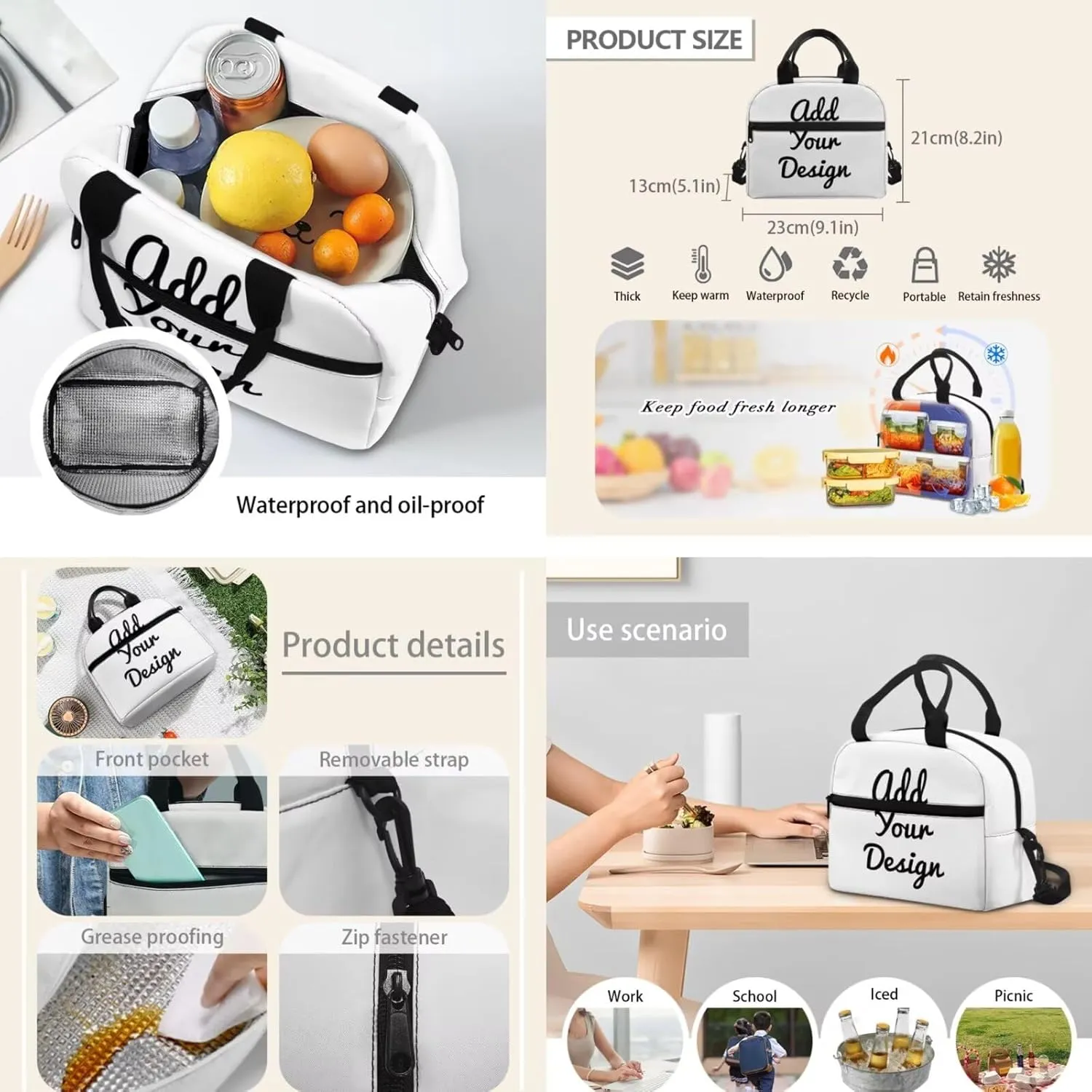Custom Backpack for School Personalized Bookbag with Name Text Photo Kids School Bag Backpack with Lunch Box Pencil Case Water Bottle Sleeve 4 in 1 Preschool Bookbag Travel Bag