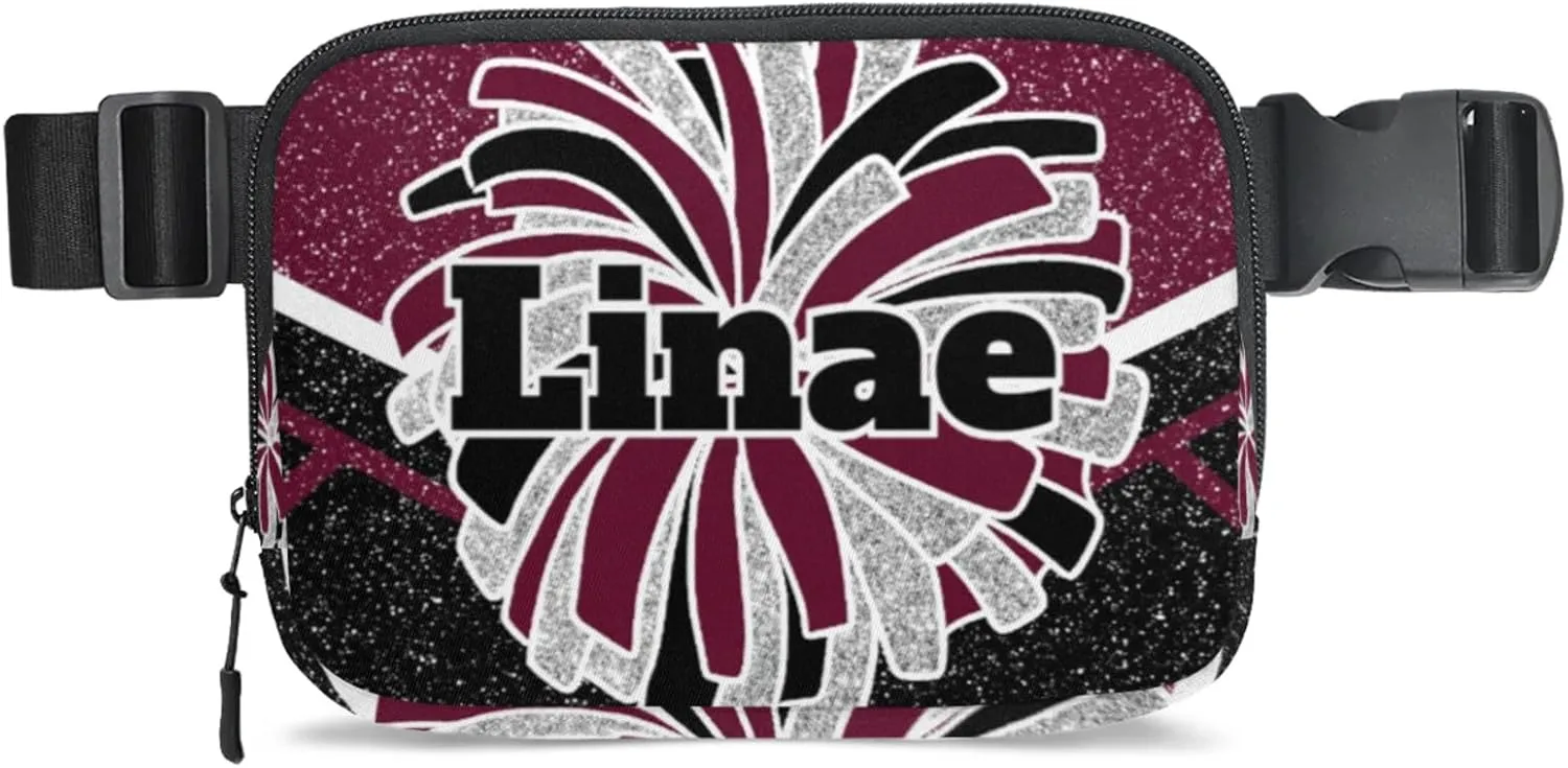 Custom Fanny Pack, Cheerleader Cheer Belt Bag for Women Men, Personalized Unisex Crossbody Travel Waist Bag Maroon Black