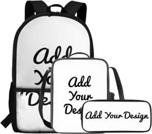 Custom Girls Backpacks Ages 6-8 for School Personalized 17 Inch Kids Bookbag with Lunch Box 3 in 1 Lightweight School Lunch Bag with Strap for Boys