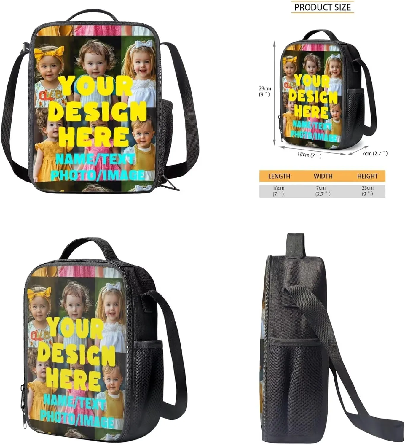 Custom Kids Backpack Sets for Girls Boys Cute School Backpack with Lunch Bag Pencil Box Keychain 4Pcs Kids Bookbags for Elementary Middle School Back to School Gifts for Kids
