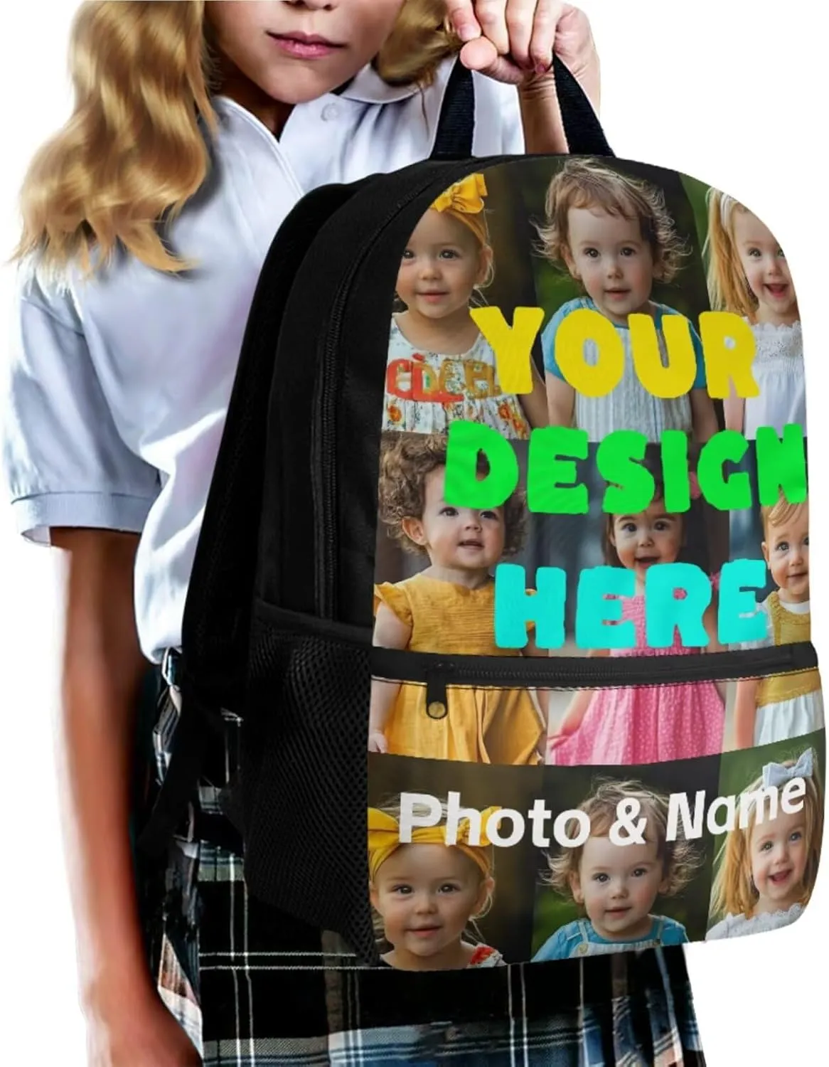 Custom Kids Backpack Sets for Girls Boys Cute School Backpack with Lunch Bag Pencil Box Keychain 4Pcs Kids Bookbags for Elementary Middle School Back to School Gifts for Kids
