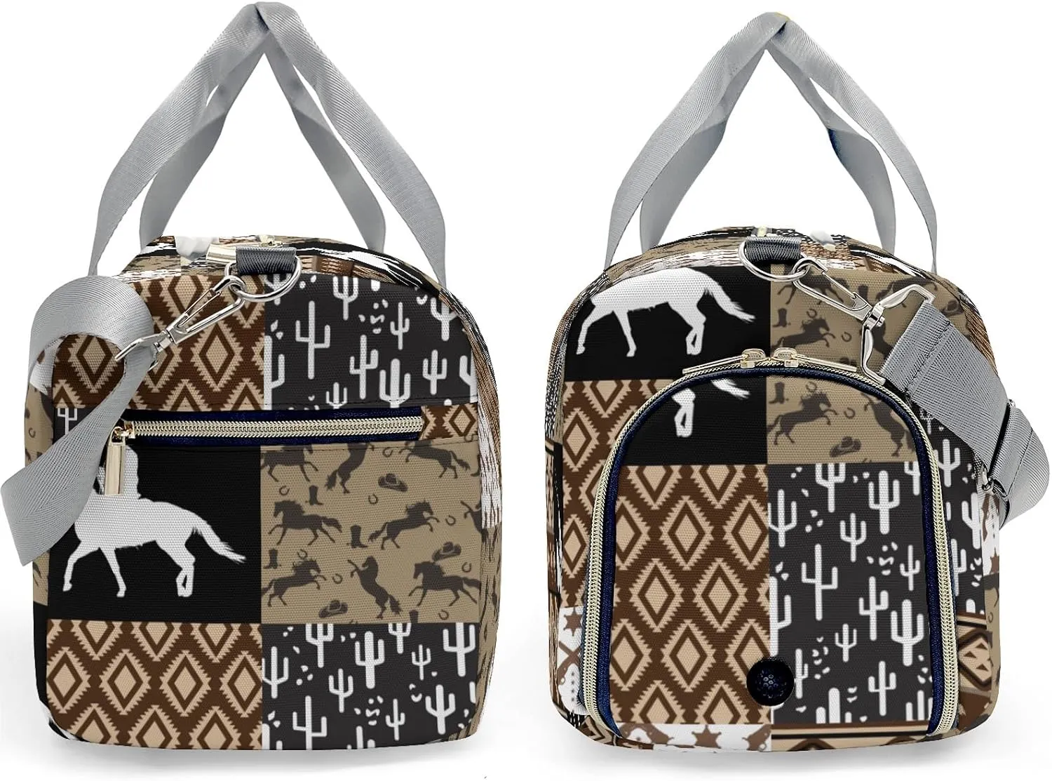 Custom Name Cowboy Western Patchwork Travel Duffel Bag Large Foldable Waterproof Overnight Bag for Beach Swim Bags Pool Sports Gym