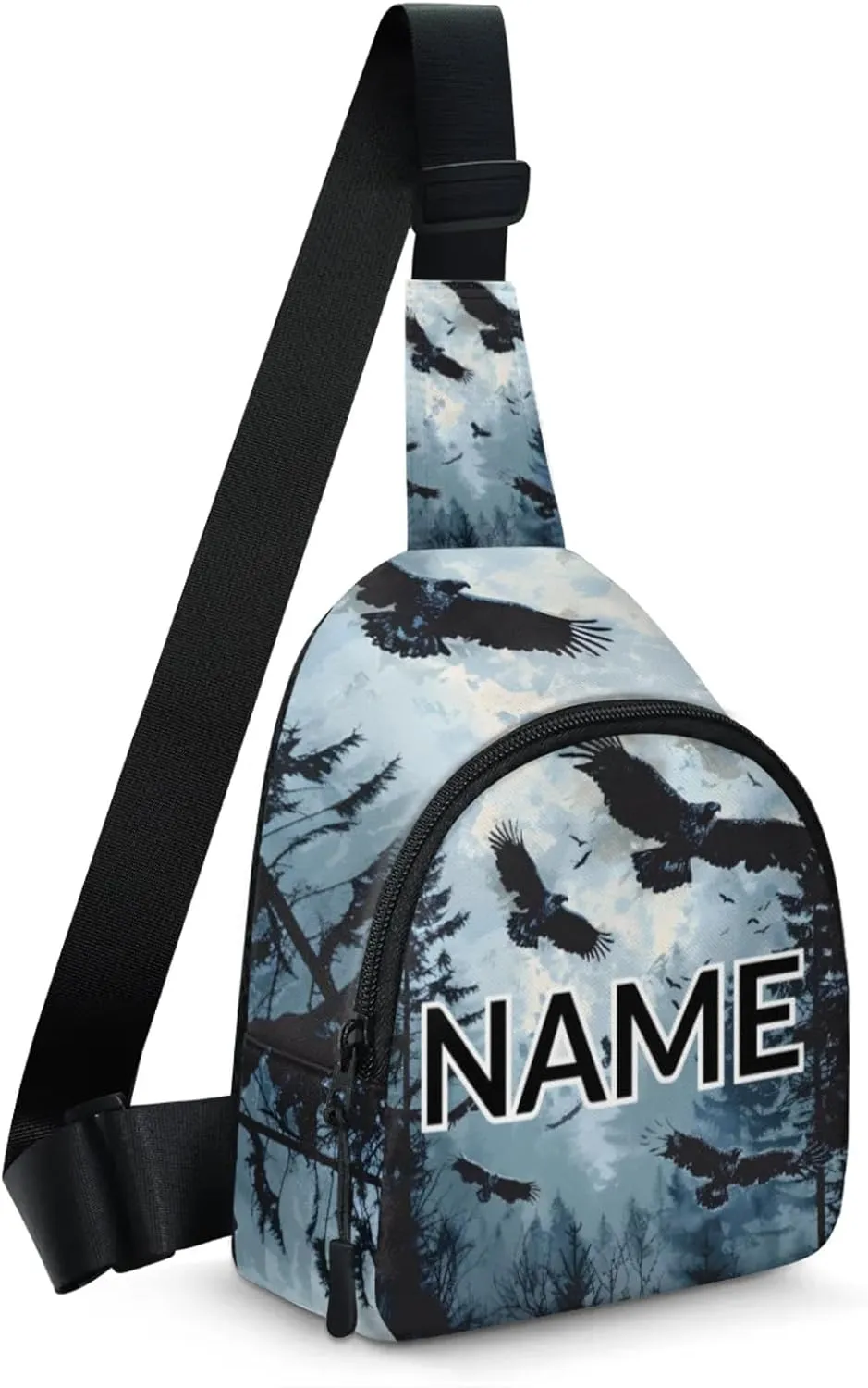 Custom Sling Bag Forest Eagles Cross Body Customize Chest Bag Eagles Forest Nature Daypack for Outdoors Travel Hiking Sports