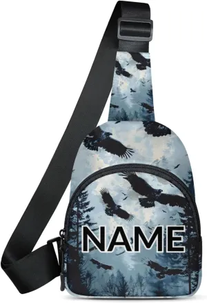 Custom Sling Bag Forest Eagles Cross Body Customize Chest Bag Eagles Forest Nature Daypack for Outdoors Travel Hiking Sports