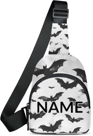 Custom Sling Bag Halloween Bat Cross Body Customize Chest Bag Scary Animals Daypack for Outdoors Travel Hiking Sports