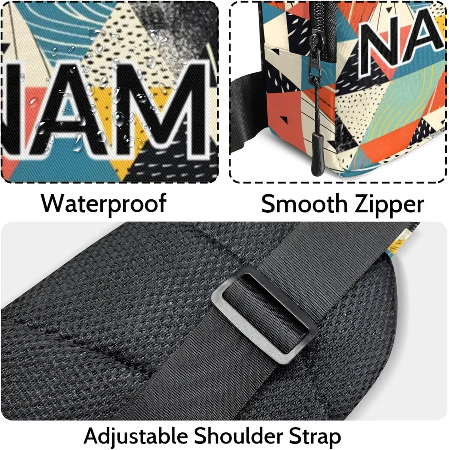 Custom Sling Bag Rhombus Melange Cross Body Customize Chest Bag Rhombus Print Daypack for Outdoors Travel Hiking Sports