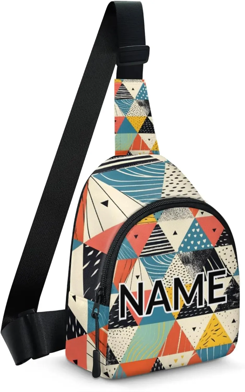 Custom Sling Bag Rhombus Melange Cross Body Customize Chest Bag Rhombus Print Daypack for Outdoors Travel Hiking Sports