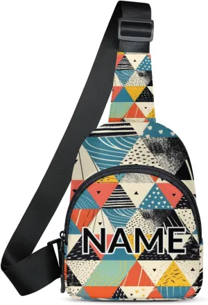 Custom Sling Bag Rhombus Melange Cross Body Customize Chest Bag Rhombus Print Daypack for Outdoors Travel Hiking Sports