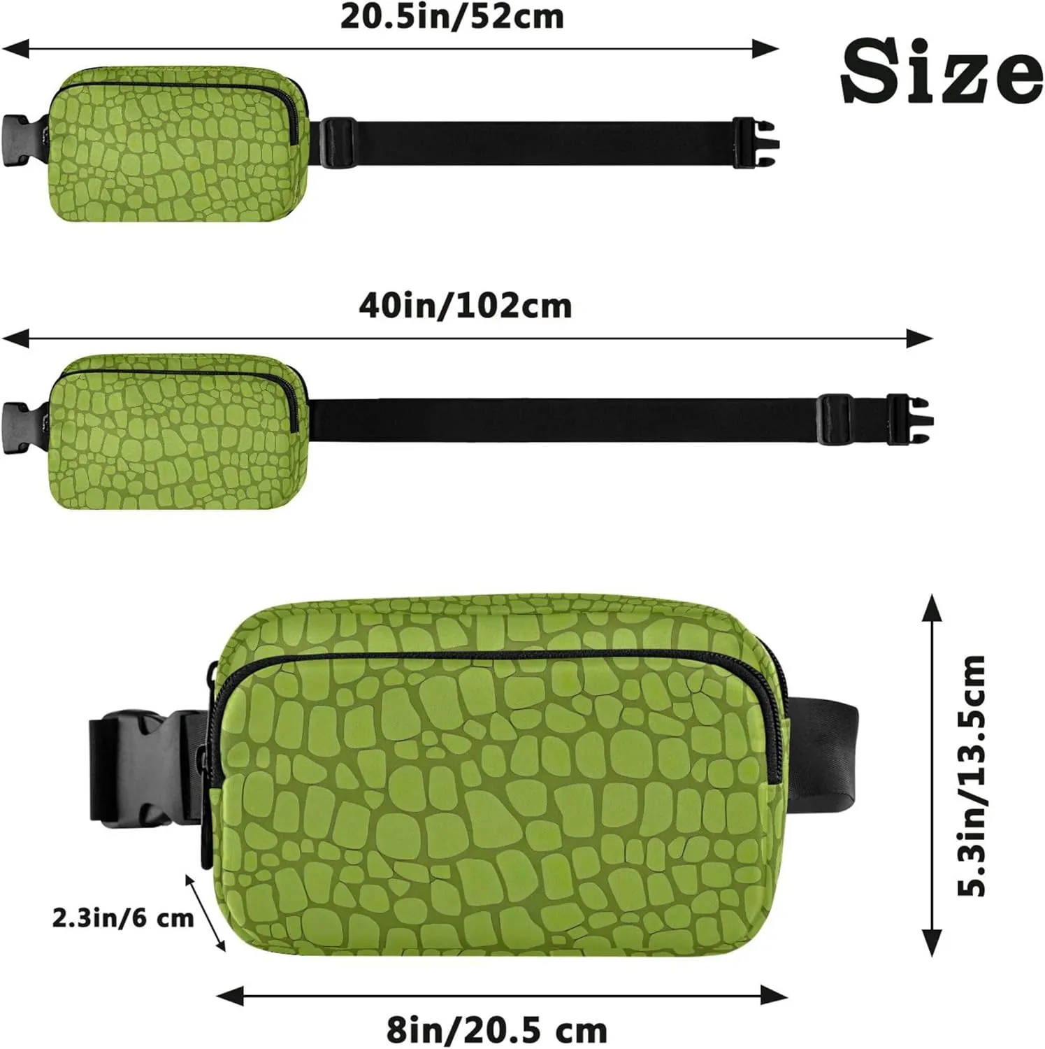 Customized Alligator Skin Green Crocodile Women Fanny Pack Hip Pack Belt Pouch Waterproof Festival Waist Pouches for Men